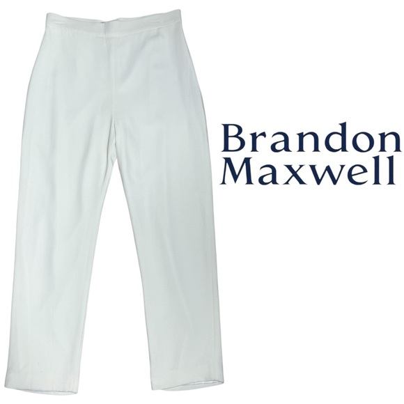 Brandon Maxwell White High Waist Slim Cigarette Fit Suit Trousers Size 12 - Picture 1 of 8